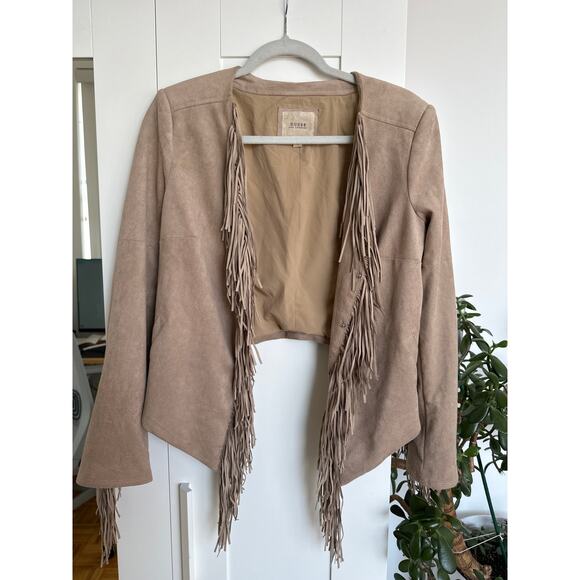 Guess Women's Tan Suede Fringe Jacket, Size S, EUC - Picture 1 of 9